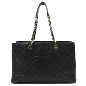 grand shopping tote xl in black, caviar leather